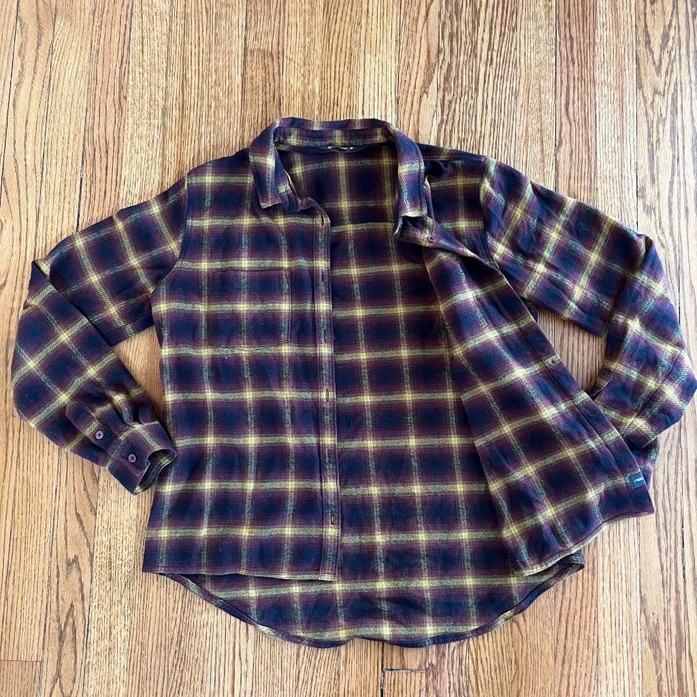 Mountain Khakis Women’s Stevie Flannel Long Sleeve Button Up Large Red and Brown